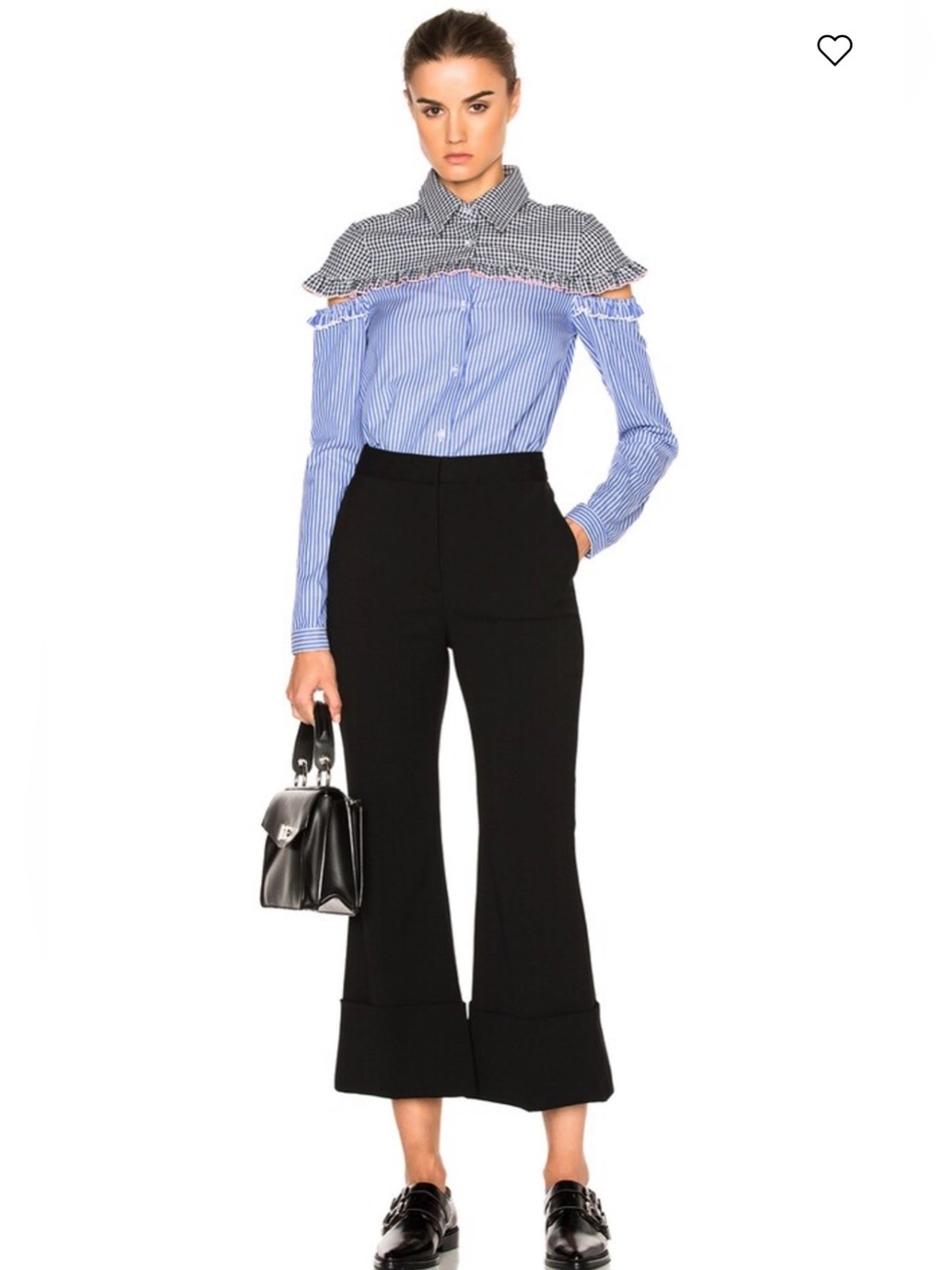 Sandy Liang Mercury Top Office Stripes & Gingham Button Down size 40 - Picture 5 of 11
